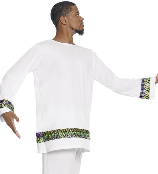 Eurotard 63134 Unisex Joyful Praise Loose Fit Worship Tunic White/Lime